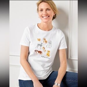 Talbots White Dog Graphic T-Shirt
